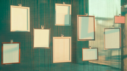 Poster - Modern display of white picture frames for art or photography exhibition design