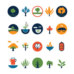 Poster - Assorted Tree and Plant Icons Vector Design Set in Circular Frames