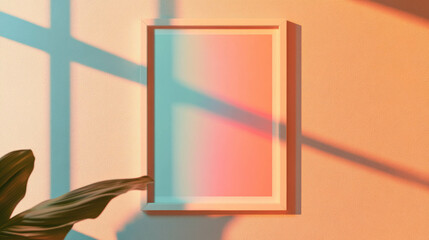 Aufkleber - Minimalist white frame on wall with soft shadows in warm sunlight