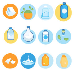Poster - Eco-Friendly Liquid Product Icons Set with Bottles and Containers