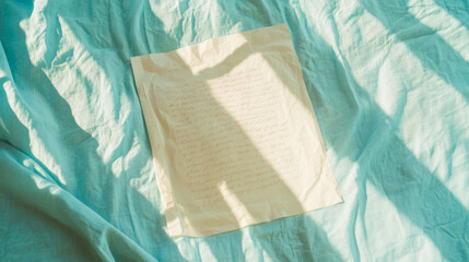 Poster - Elegant composition with white frame and lightly covered soft fabric background