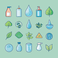 Poster - Nature and Water Icons: Eco-Friendly Products, Green Living, and Sustainability