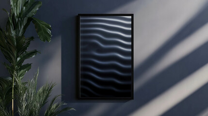 Aufkleber - Elegant black frame mockup on dark gray wall for design presentation