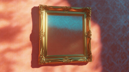 Poster - Elegant gold ornate frame on textured wall - classic art display concept for interior design