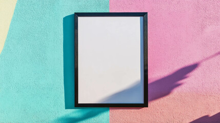 Poster - Colorful abstract background with wooden frame for art and design