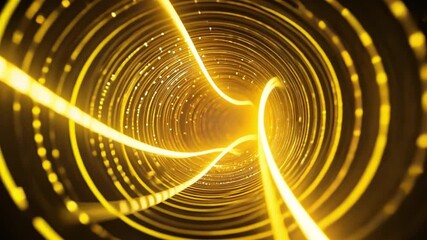 Poster - Golden Tunnel of Light: A mesmerizing visual of a radiant golden tunnel, its spiral design and luminous beams drawing the viewer's eye into a realm of energy and data flow.