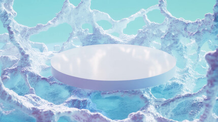 Poster - Futuristic white circular podium on abstract background for display or presentation design