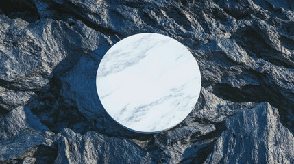 Poster - Modern design concept: white circular podium on dark surfaced background
