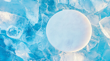 Poster - Circular podium on ice for cool product display in winter themes
