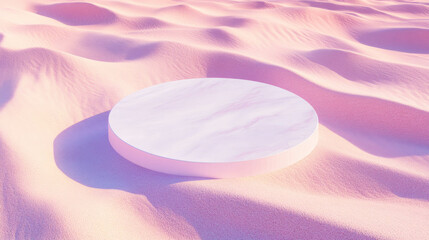 Poster - Minimalist circular podium on textured pink surface for product display and design