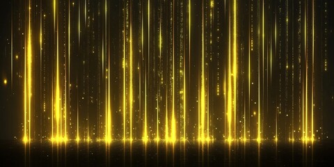 Poster - Dynamic golden light streaks create a captivating visual display, perfect for backgrounds or stage performances in artistic presentations