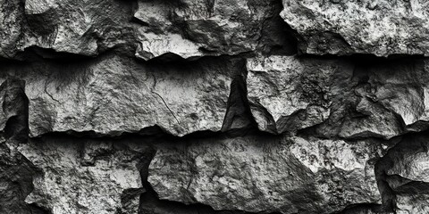Poster - Textured gray rock surface with layered patterns showcasing natural beauty and geological formation details in sunlight