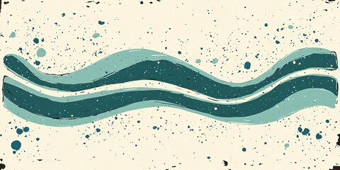 Poster - Wavy abstract pattern with teal lines and splashes of color on a light background created for artistic design and decoration