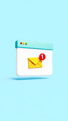 Aufkleber - playful 3d render of a new email notification on a simple browser