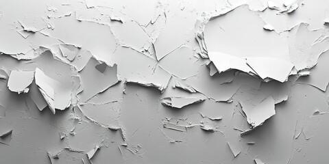 Poster - Textured wall displaying layers of peeling paint in a neutral tone during daylight
