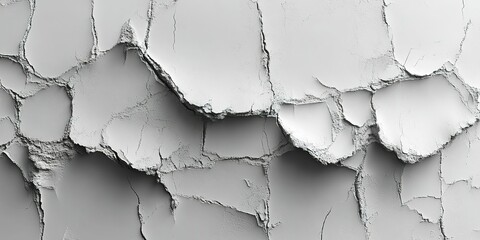 Poster - Texture of cracked white paint on a wall shows patterns of aging and decay in a close-up view