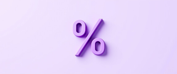 Poster - 3d lilac percentage symbol on lavender background