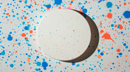 Poster - Artistic podium with colorful paint splashes for creative background design