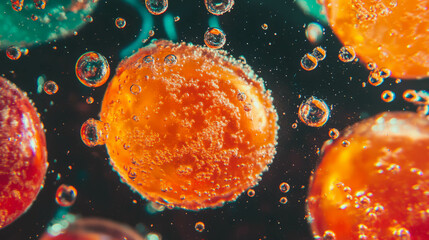 Poster - Vivid abstract texture featuring bright bubbles and vibrant organic forms