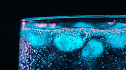 Poster - Blue raspberry soda bubble texture for creative design