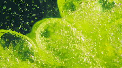 Poster - Vibrant lime green soda texture with bubbles for refreshing background designs