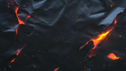 Poster - Dramatic burning paper texture with charred edges for creative design projects