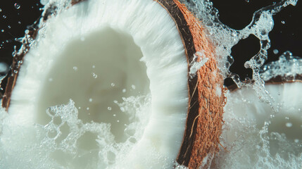Poster - Refreshing coconut soda splash with delicate overlay texture for summer design