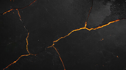 Poster - Cracked concrete texture with orange highlights for creative design and background use