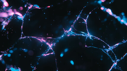 Poster - Abstract overlay of cracked glass with vibrant neon colors for creative design