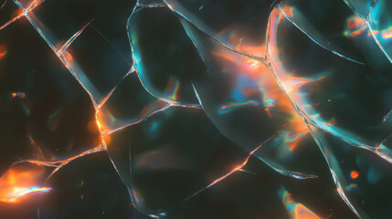 Aufkleber - Abstract cracked glass texture with sharp edges and vibrant reflections