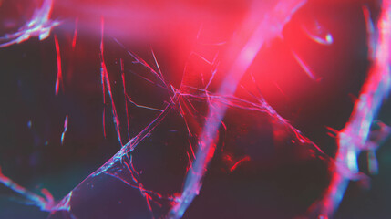 Poster - Abstract cracked glass texture with red and blue light effects for digital design