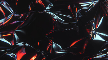 Poster - Abstract crumpled metal foil texture with reflective sharp details for design