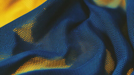 Poster - Vibrant dark blue denim texture with yellow undertones for fashion and design