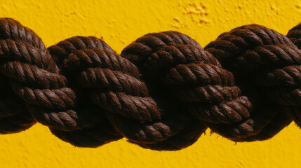 Aufkleber - Dark brown rope texture on vibrant yellow background for design and decoration