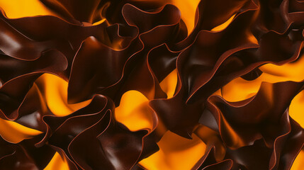 Poster - Dark chocolate shavings texture with vibrant warm background for creative design