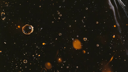 Poster - Effervescent cola bubbles overlaid on dark background for creative designs