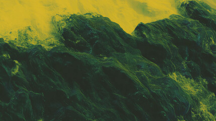 Poster - Dark green moss texture on rocky surface for nature background design