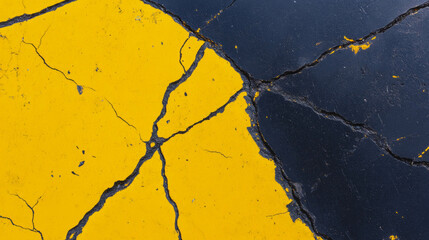 Aufkleber - Cracked yellow and black concrete texture for artistic background design
