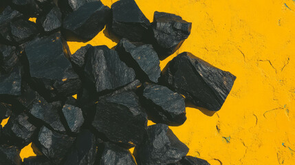 Poster - Vibrant yellow and dark grey gravel texture for creative design projects