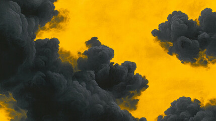 Aufkleber - Dark grey storm clouds against vibrant yellow background for atmospheric designs
