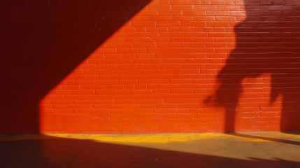 Poster - Dramatic shadow on dark red brick wall texture for creative background design