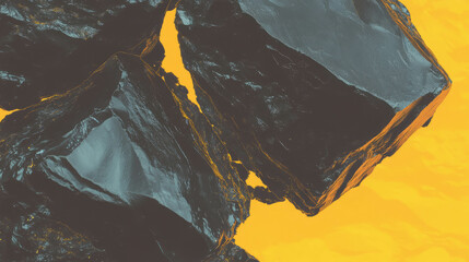 Poster - Abstract overlay texture of dark volcanic rock with orange background design for art projects