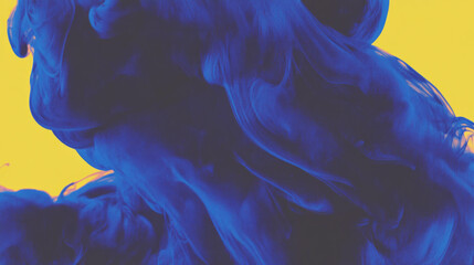 Poster - Deep blue ink swirling in water with vibrant overlay texture for artistic design
