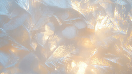 Poster - Delicate frost patterns illuminated by soft winter light for creative designs