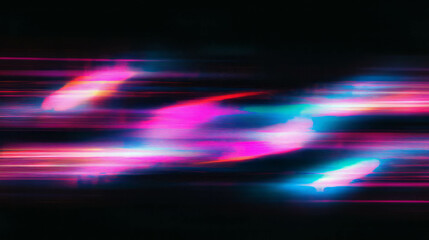 Poster - Vibrant digital glitch art texture with abstract neon colors for creative designs