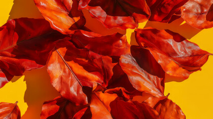 Poster - Vibrant autumn texture with dried leaves for seasonal design and decor