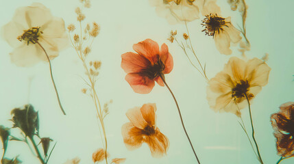 Poster - Delicate overlay texture of dried flowers pressed flat for creative design and art projects