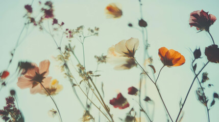 Poster - Delicate overlay texture of pressed dried flowers for artistic design and decoration