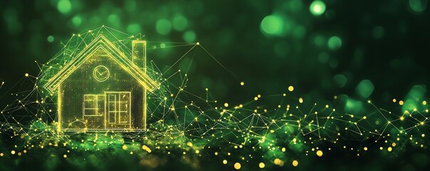Poster - A glowing green globe representing the global interconnected network, with digital connections, home and person icons, and flowing information in a modern tech style