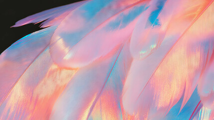 Poster - Vibrant overlay texture of tropical bird feathers in pastel colors for design and decor